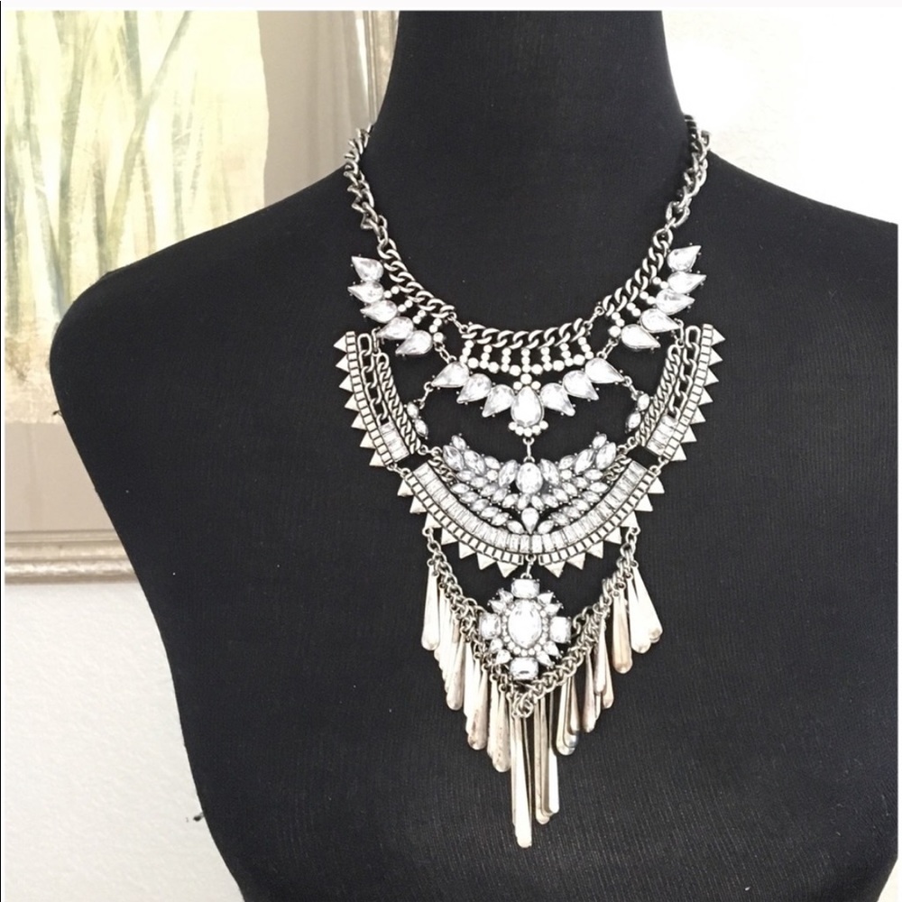 Silver Tone Boho Statement Necklace LAST PIECE